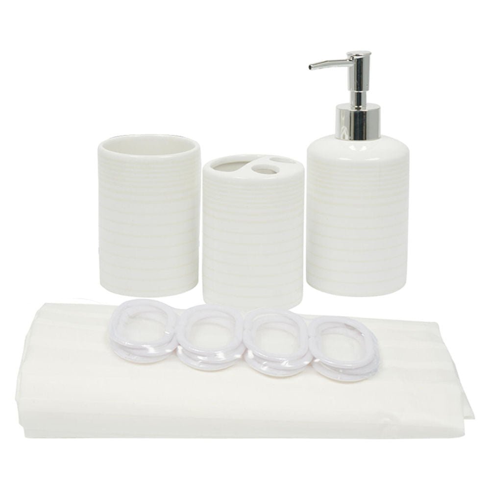 Accesorios para Baño Four Seasons Con Cortina 16 piezas Blanco