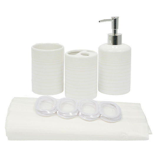 Accesorios para Baño Four Seasons Con Cortina 16 piezas Blanco