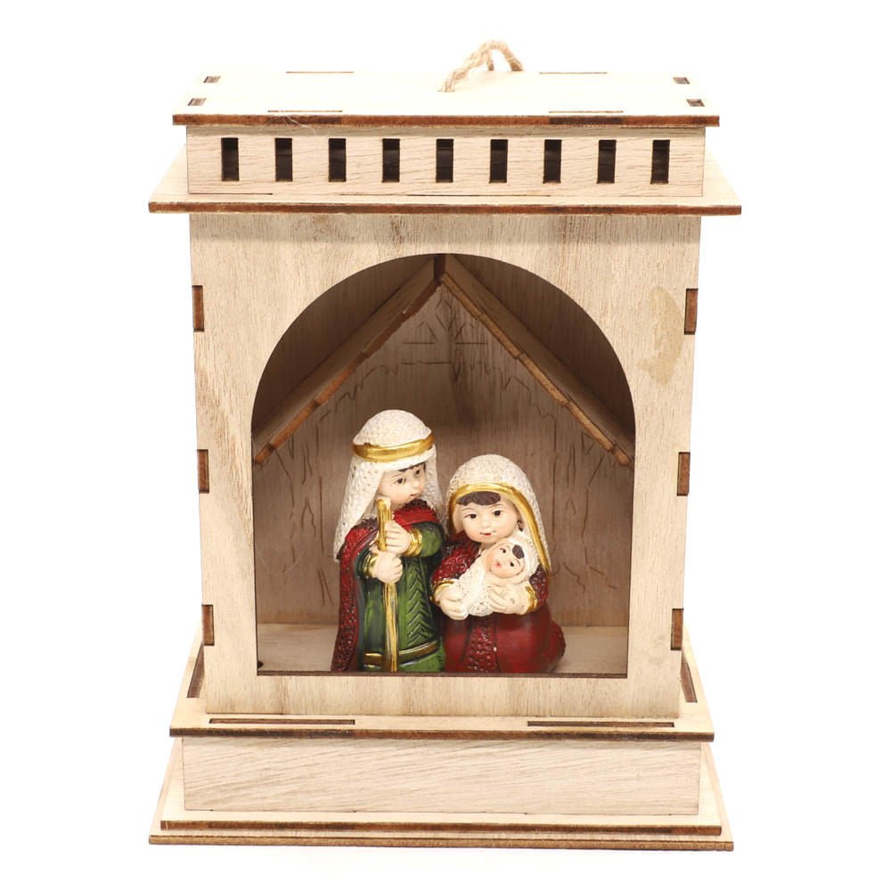 Adorno de Navidad Sagrada Familia Miró Christmas Con Casita 17 cm