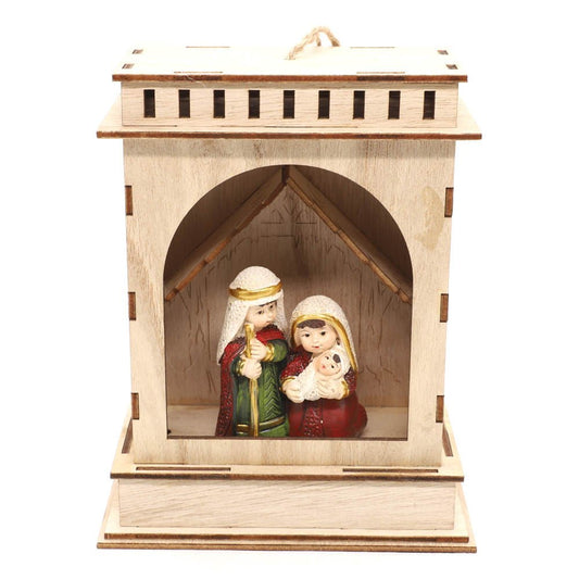 Adorno de Navidad Sagrada Familia Miró Christmas Con Casita 17 cm