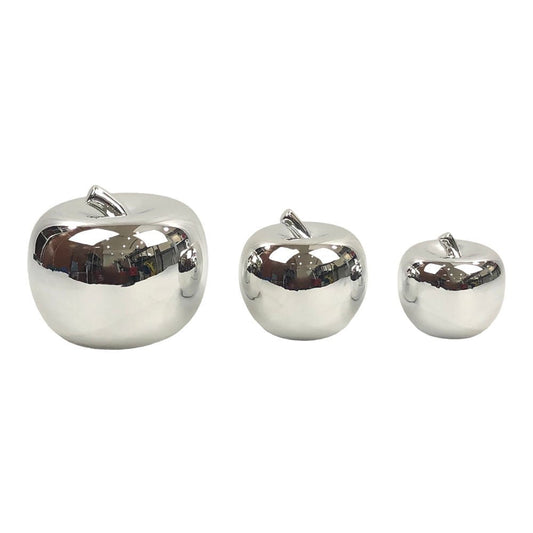 Adorno Manzana de Cerámica Essential Decor de 3 Piezas - Gris Claro
