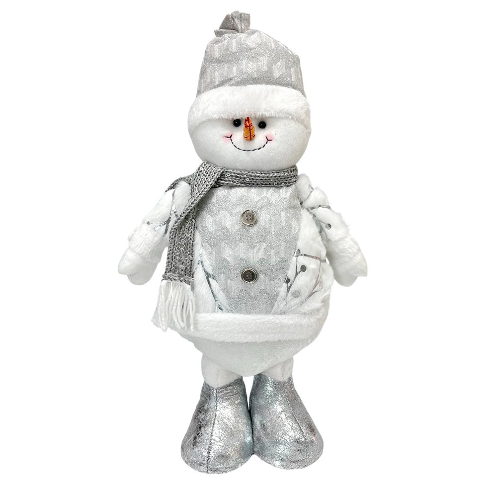 Adorno Navidad Hombre de Nieve de Pie 43 cm / Blanco y Plateado / Miró Christmas  - Miro Christmas - Titan.com.pa - 7450206286136