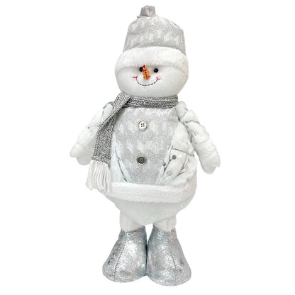 Adorno Navidad Hombre de Nieve de Pie 43 cm / Blanco y Plateado / Miró Christmas  - Miro Christmas - Titan.com.pa - 7450206286136