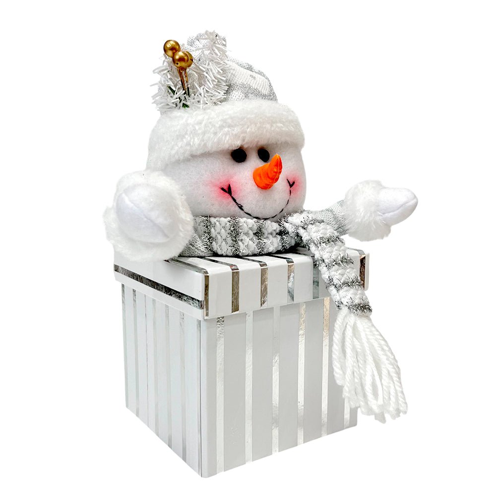Adorno Navideño Caja con Muñeco de Nieve 23 cm / Dorado y Plateado / Miró Christmas - Miro Christmas - Titan.com.pa - 7450206324319