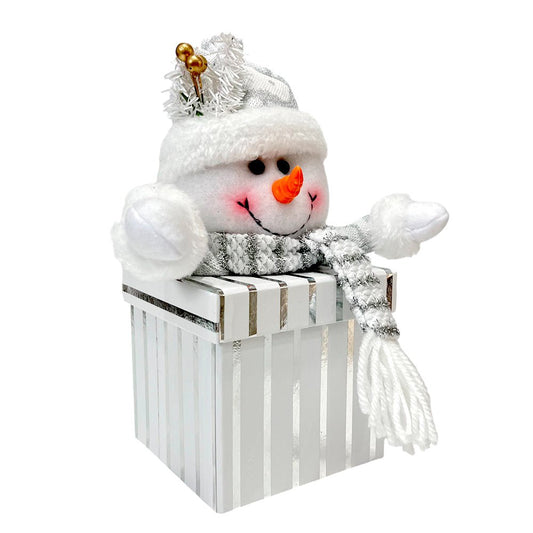 Adorno Navideño Caja con Muñeco de Nieve 23 cm / Dorado y Plateado / Miró Christmas - Miro Christmas - Titan.com.pa - 7450206324319