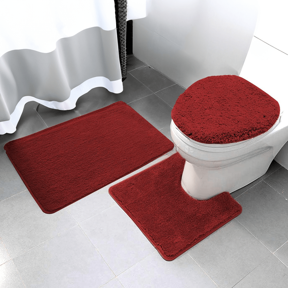 Alfombra de Baño Imperial Set de 3 Piezas / Rojo oscuro - Luxury - Titan.com.pa - 843257048216