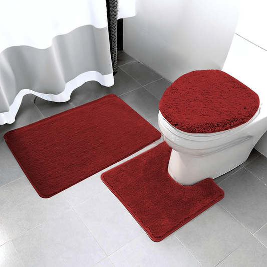 Alfombra de Baño Imperial Set de 3 Piezas / Rojo oscuro - Luxury - Titan.com.pa - 843257048216