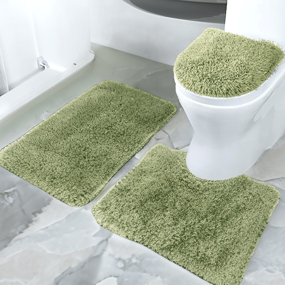 Alfombra de Baño Imperial Set de 3 Piezas / Verde oliva - Luxury - Titan.com.pa - 843257048155