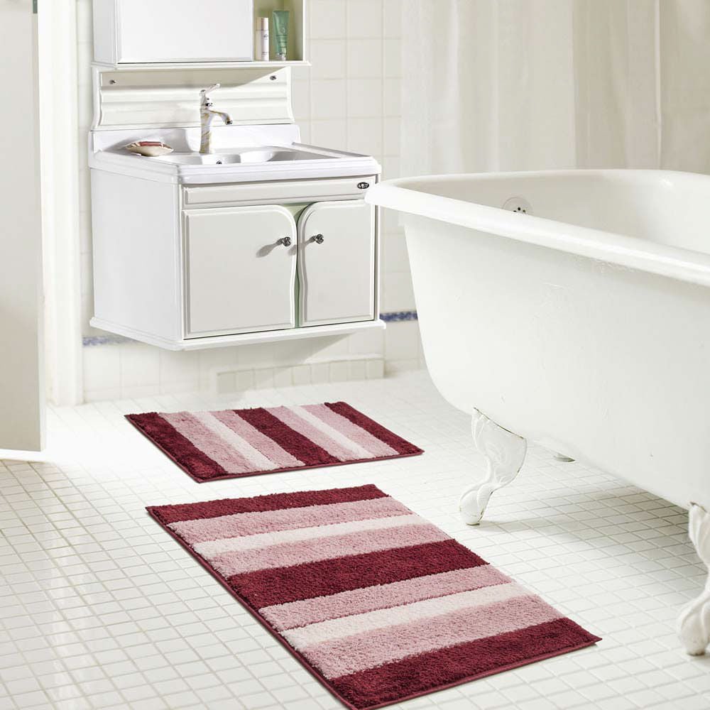 Alfombra De Baño Rt Designer 2 Piezas - Rojo oscuro