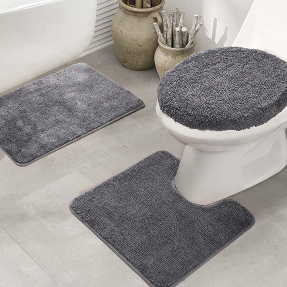 Alfombra De Baño Rt Designer 3 Piezas - Gris Claro