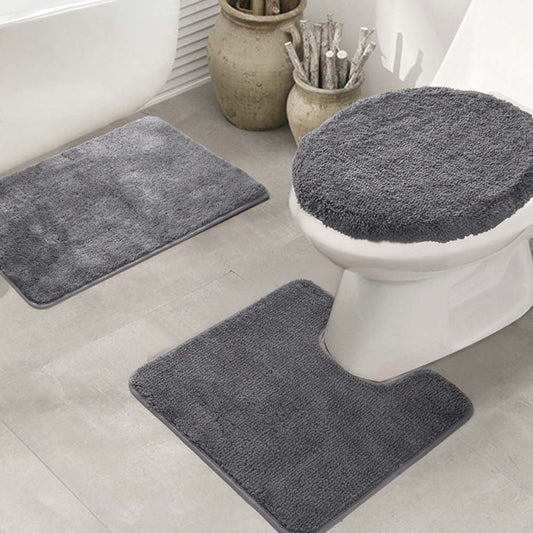 Alfombra De Baño Rt Designer 3 Piezas - Gris Claro
