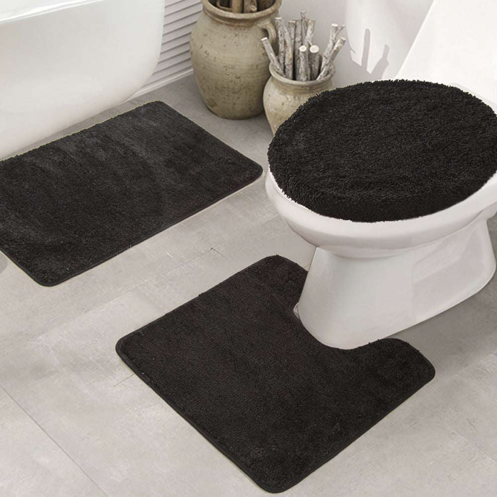 Alfombra De Baño Rt Designer 3 Piezas - Negro