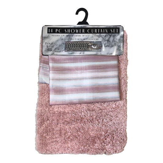 Alfombra Para Baño Estex Maggie 14 Piezas - Rosa Claro