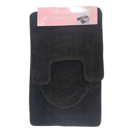 Alfombra Para Baño Luxury 3 Piezas - Chocolate Oscuro