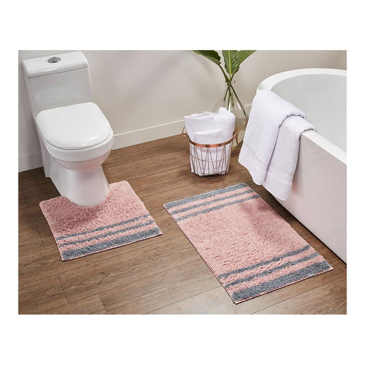 Alfombra Para Baño Rt Designer Bedford de 2 Piezas - Rosa Claro