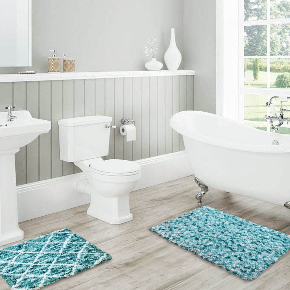 Alfombra Para Baño Rt Designer Lush 2 Piezas - Aguamarina oscuro