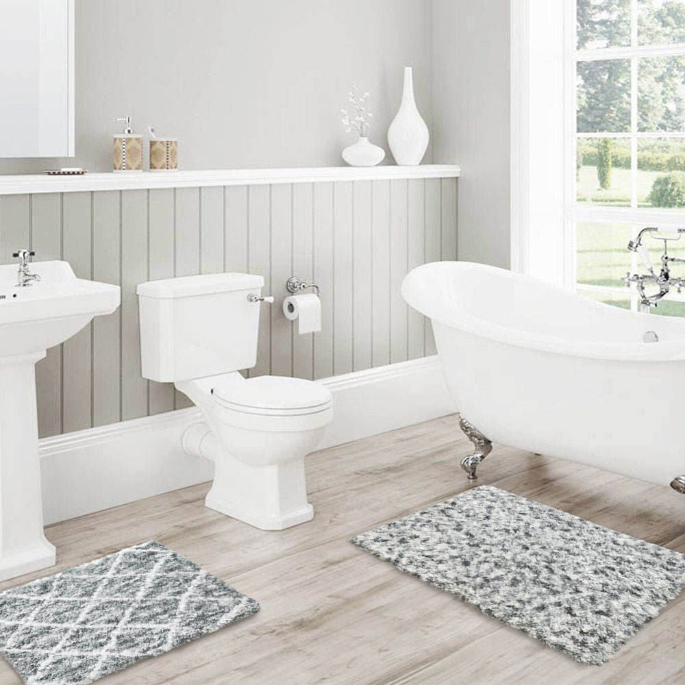 Alfombra Para Baño Rt Designer Lush 2 Piezas - Gris
