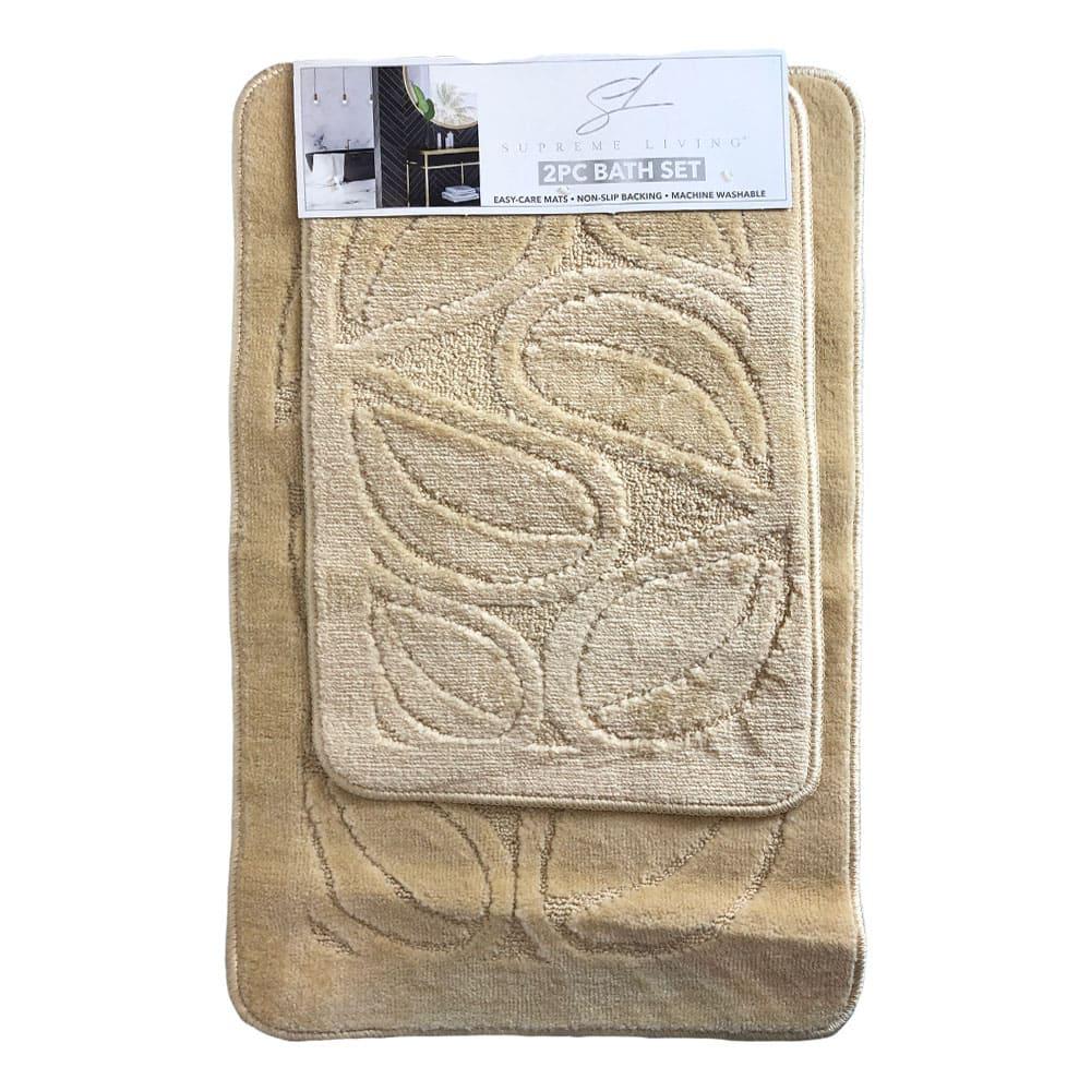 Alfombra Para Baño Supreme Flora 2 Piezas - Beige