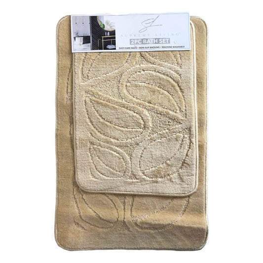 Alfombra Para Baño Supreme Flora 2 Piezas - Beige