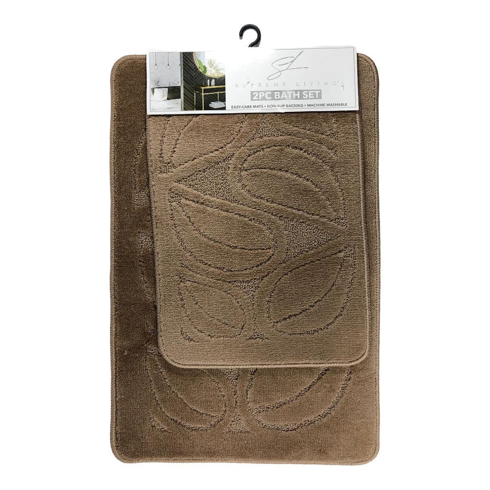Alfombra Para Baño Supreme Flora 2 Piezas - Camel