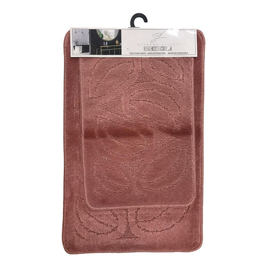 Alfombra Para Baño Supreme Flora 2 Piezas - Coral Claro