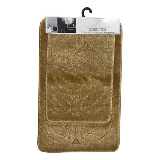 Alfombra Para Baño Supreme Flora 2 Piezas - Dorado