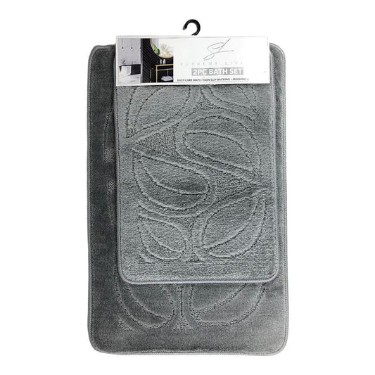 Alfombra Para Baño Supreme Flora 2 Piezas - Gris