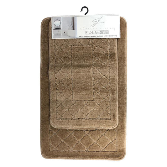 Alfombra Para Baño Supreme Living Sofia 2 Piezas - Camel