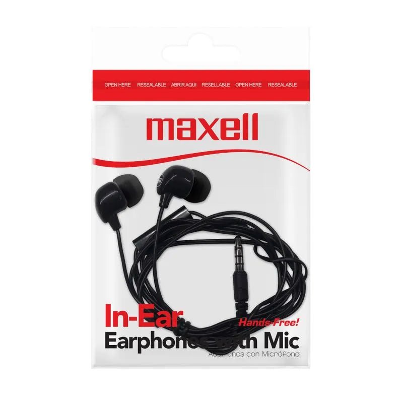 Audífonos IN - BAX Estéreo Básicos Maxell de Tapón de Silicona Negro - Maxell - Titan.com.pa - 25215499647