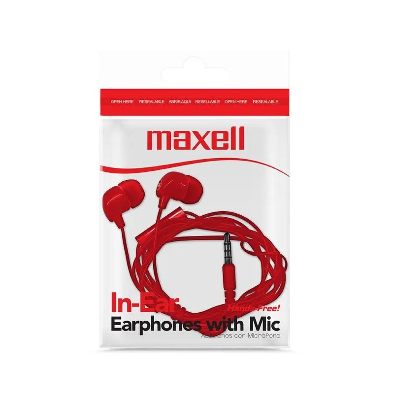 Audífonos IN - BAX Estéreo Básicos Maxell de Tapón de Silicona Rojo - Maxell - Titan.com.pa - 25215499661