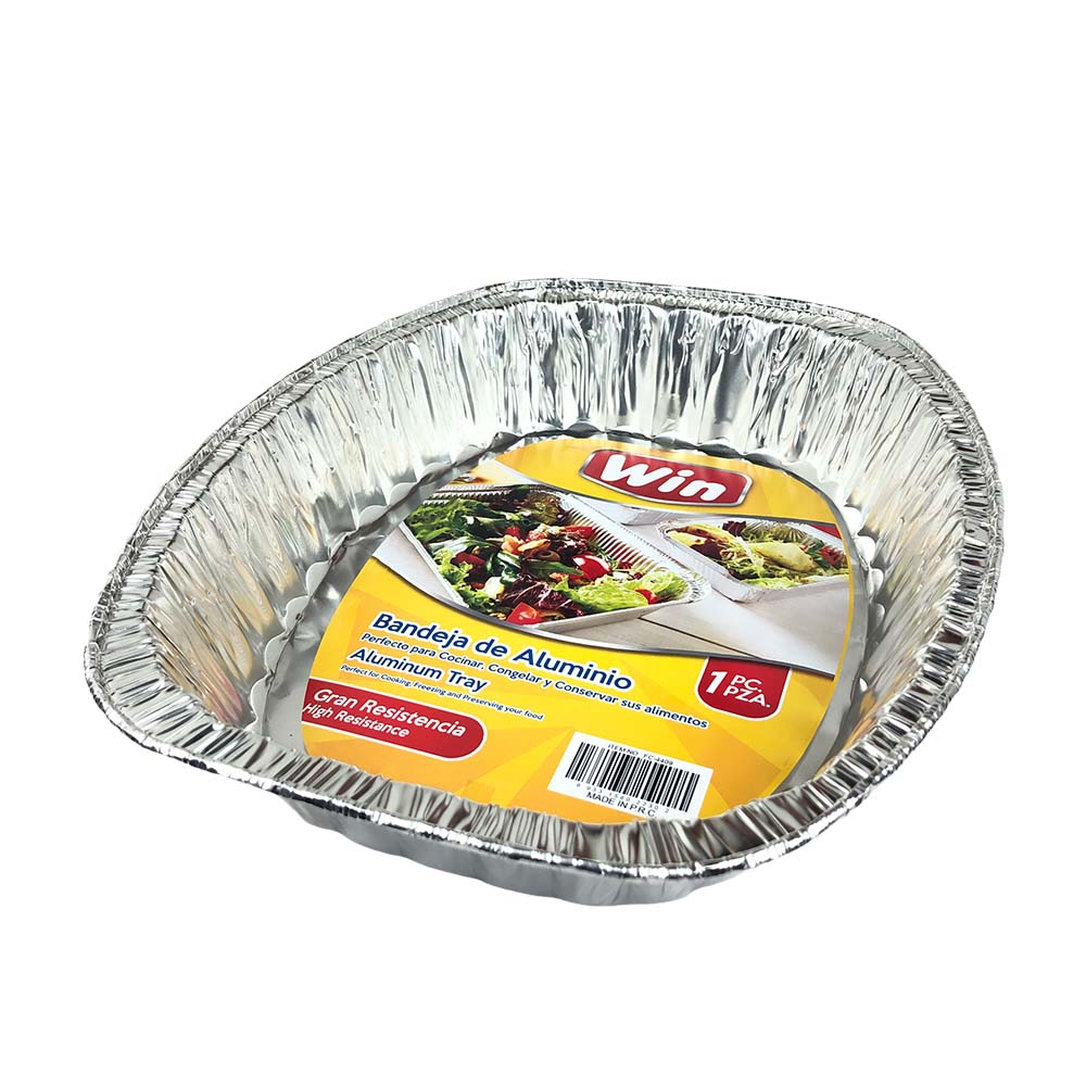 Bandeja de Aluminio Win Desechable Ovalada 45 cm x 36 cm