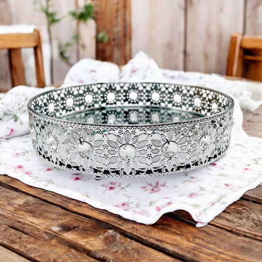 Bandeja Decorativa Home Deco Factory / Plateado / Con Espejo - Home Deco Factory - Titan.com.pa - 3664944570516