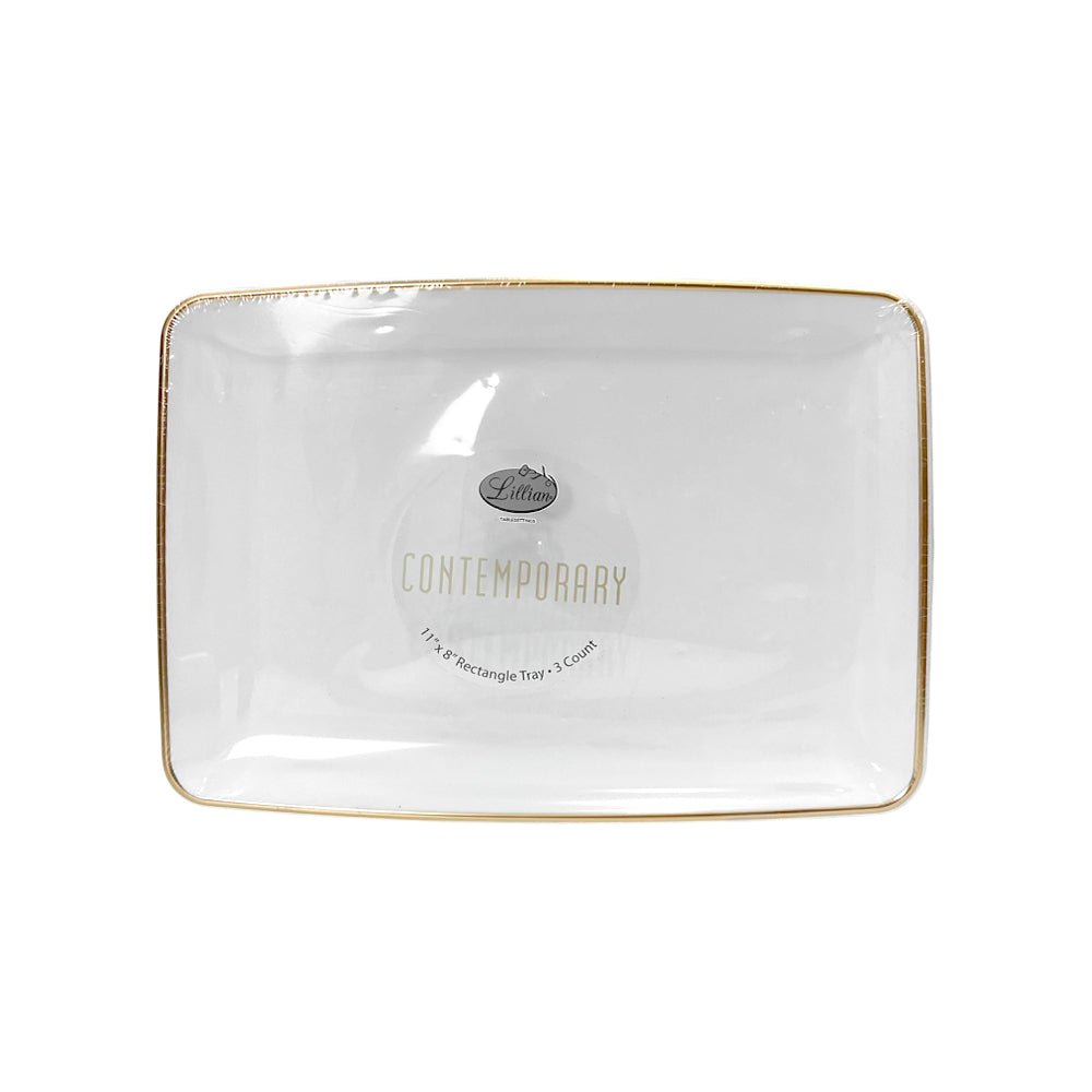 Bandeja Rectangular Para Servir Lillian / 11" x 8" / 3 Piezas / Blanca - Gold - Lillian - Titan.com.pa - 763615639408