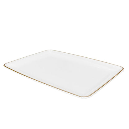 Bandeja Rectangular Para Servir Lillian / 11" x 8" / 3 Piezas / Blanca - Gold - Lillian - Titan.com.pa - 763615639408