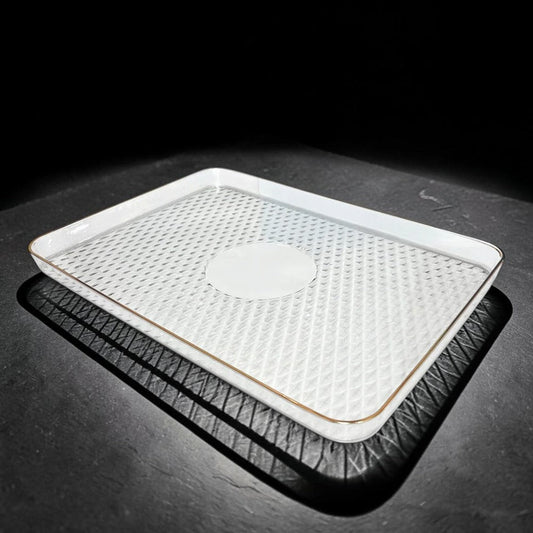 Bandeja Servir Plástica Home Elegance - Clear - 42 cm Borde Dorado - Home Elegance - Titan.com.pa - 2100000505333