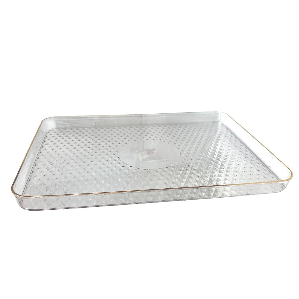 Bandeja Plástica Clear Home Elegance 42 cm con Borde Dorado