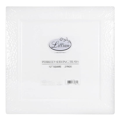Bandejas Desechables Lillian 12" Cuadrada de 2 Piezas