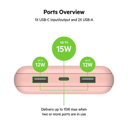 Batería Portátil Belkin Power Bank 20K / Usb - Ax2 / 15W / Rosa - Belkin - Titan.com.pa - 745883837717