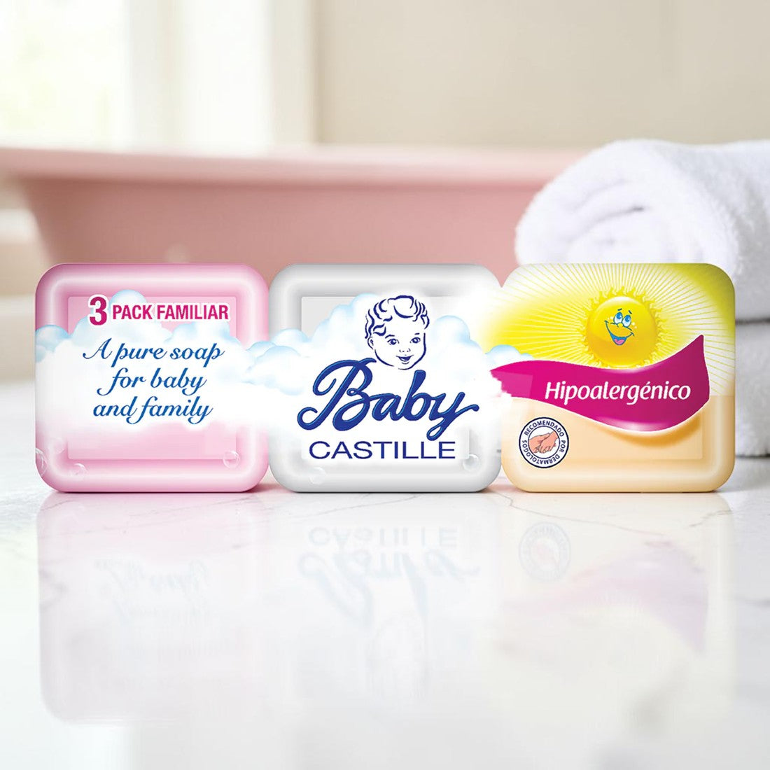 Jabón Baby Castille de Colores 3 Piezas