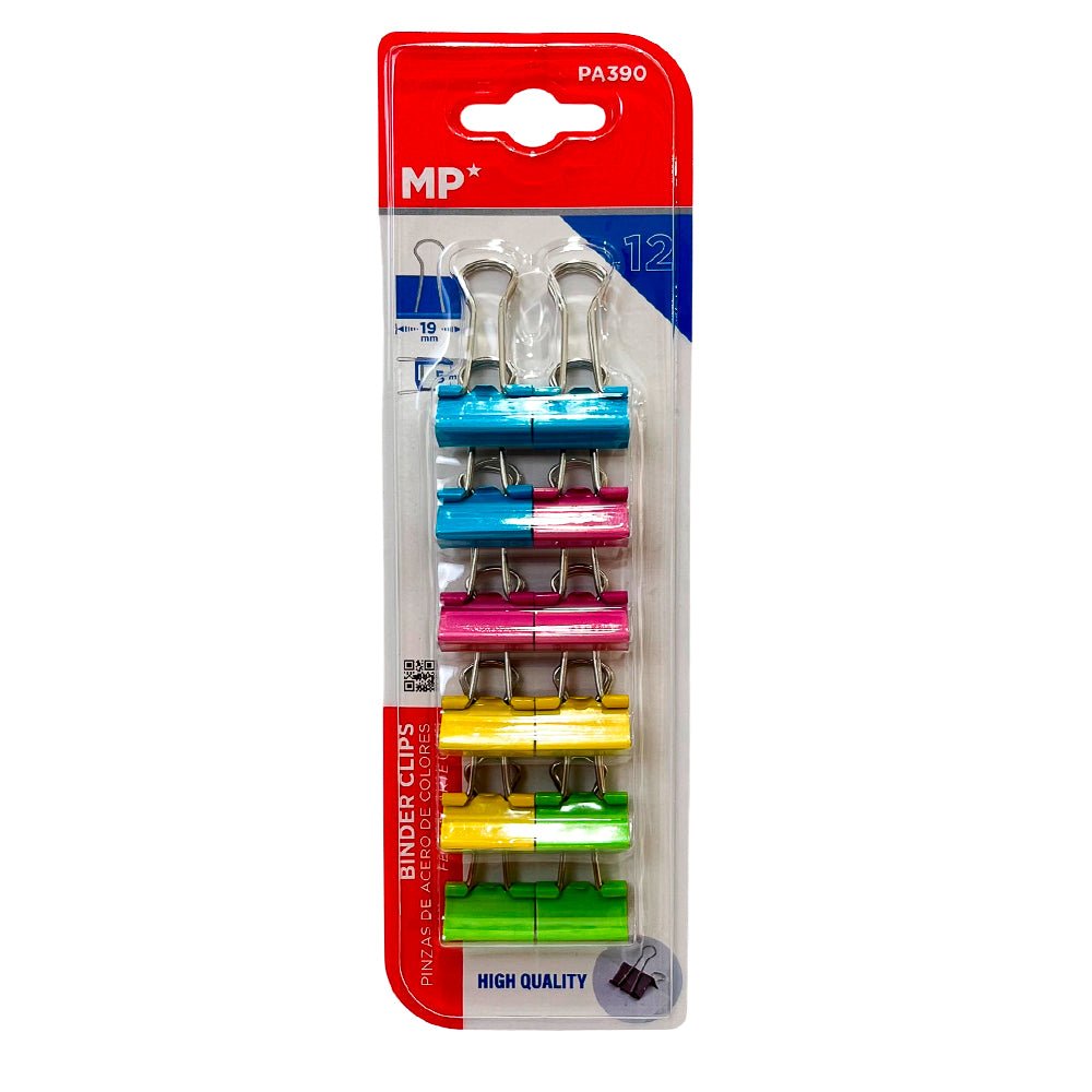 Binder Clips Main Paper / Colores 19 mm – 12 Piezas - Main Paper - Titan.com.pa - 8435250978045