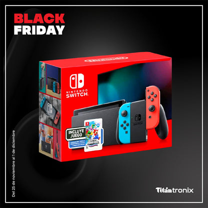 Nintendo Switch 1 / V2 Neon + Super Mario Bros Wonder – Bundle