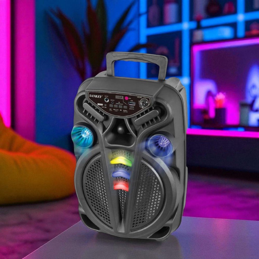Bocina Portátil Sankey PA - 8DCC001A 8” / Bluetooth / Karaoke / Luces LED / USB / Micrófono Incluido - Sankey - Titan.com.pa - 7453118903900