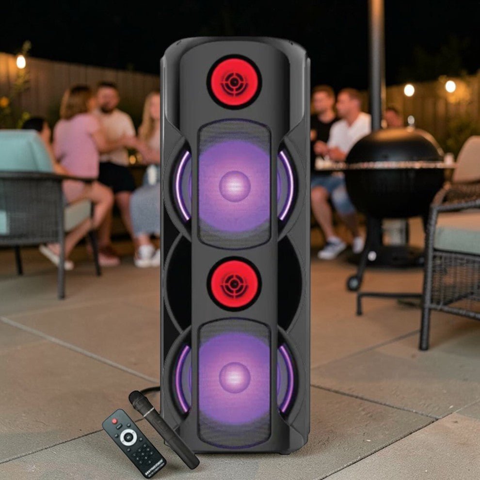 Bocina Recargable Premier 8" x2 Bluetooth / FM / USB / 28,000W PMPO – Negro - Premier - Titan.com.pa - 7453064740857
