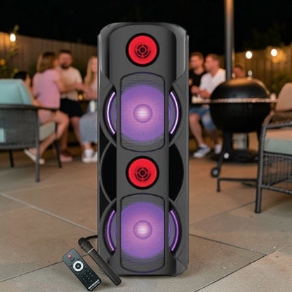Bocina Recargable Premier 8" x2 Bluetooth / FM / USB / 28,000W PMPO – Negro - Premier - Titan.com.pa - 7453064740857