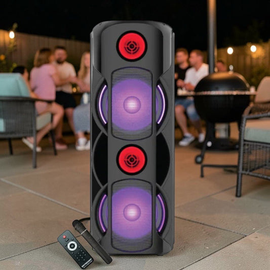 Bocina Recargable Premier 8" x2 Bluetooth / FM / USB / 28,000W PMPO – Negro - Premier - Titan.com.pa - 7453064740857