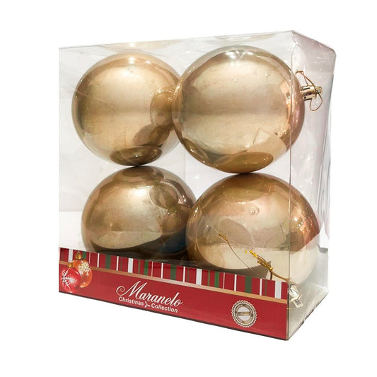 Bola Lisa 10 CM / 4 Piezas Perlada Gold - Maranelo Christmas