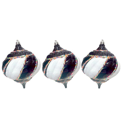Bola Navideña 4 pza / Decorativa Negro y Blanco / 10 cm / Maranelo Christmas - Maranelo Christmas - Titan.com.pa - 7453130546697