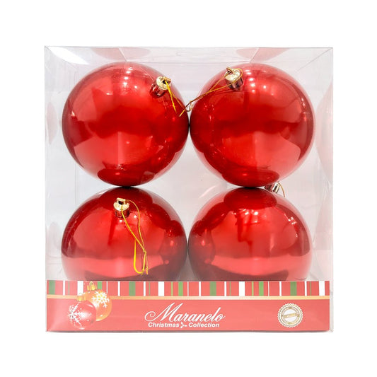 Bola Navideña 4 pza / Lisa Perladas Roja / 10 cm / Maranelo Christmas - Maranelo Christmas - Titan.com.pa - 7453132424702
