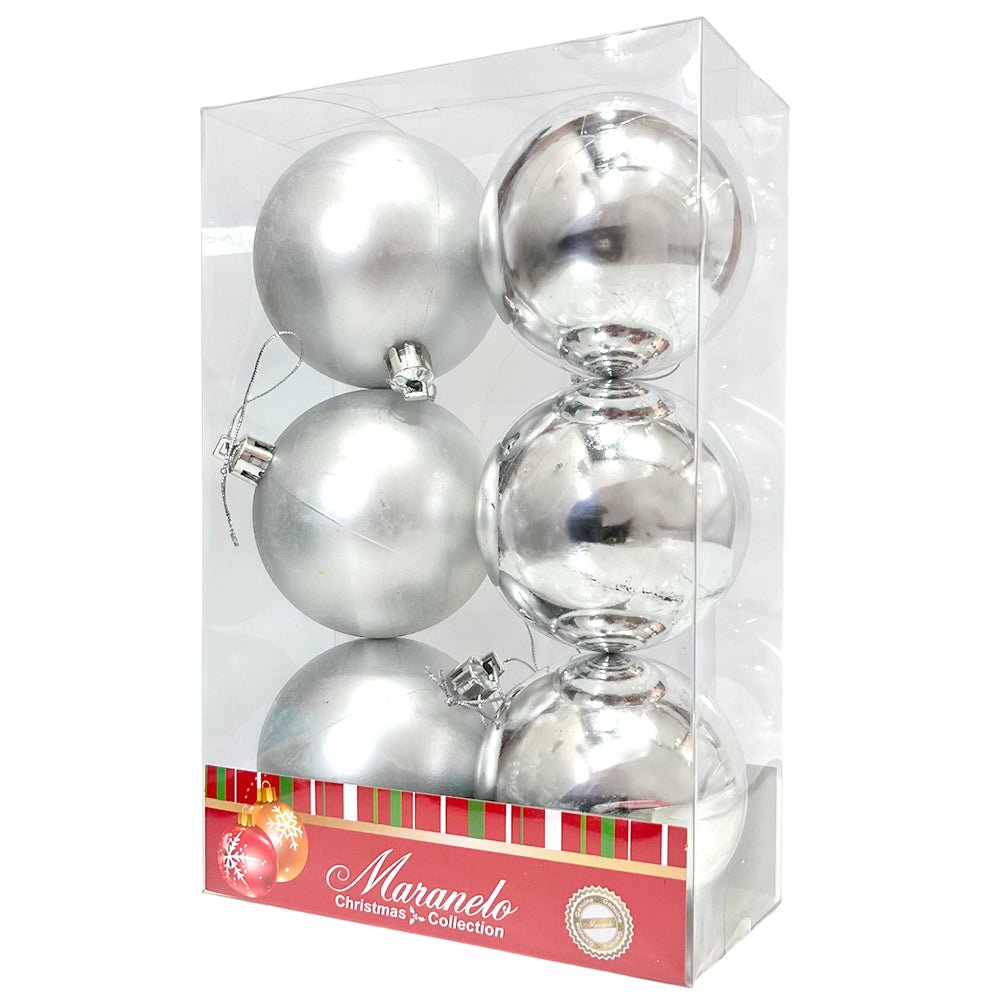 Bola Navideña 6 pza / Brillantes Mate / Plateadas / 7 cm / Maranelo Christmas - Maranelo Christmas - Titan.com.pa - 7453132410910