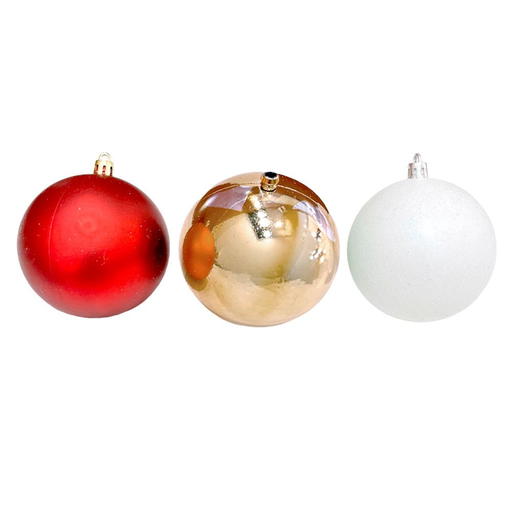 Bola Navideña 6 pza / Brillantes, Mate y Escarchadas / Blanco, Dorado y Rojo / 8 cm / Maranelo Christmas - Maranelo Christmas - Titan.com.pa - 7453125144358